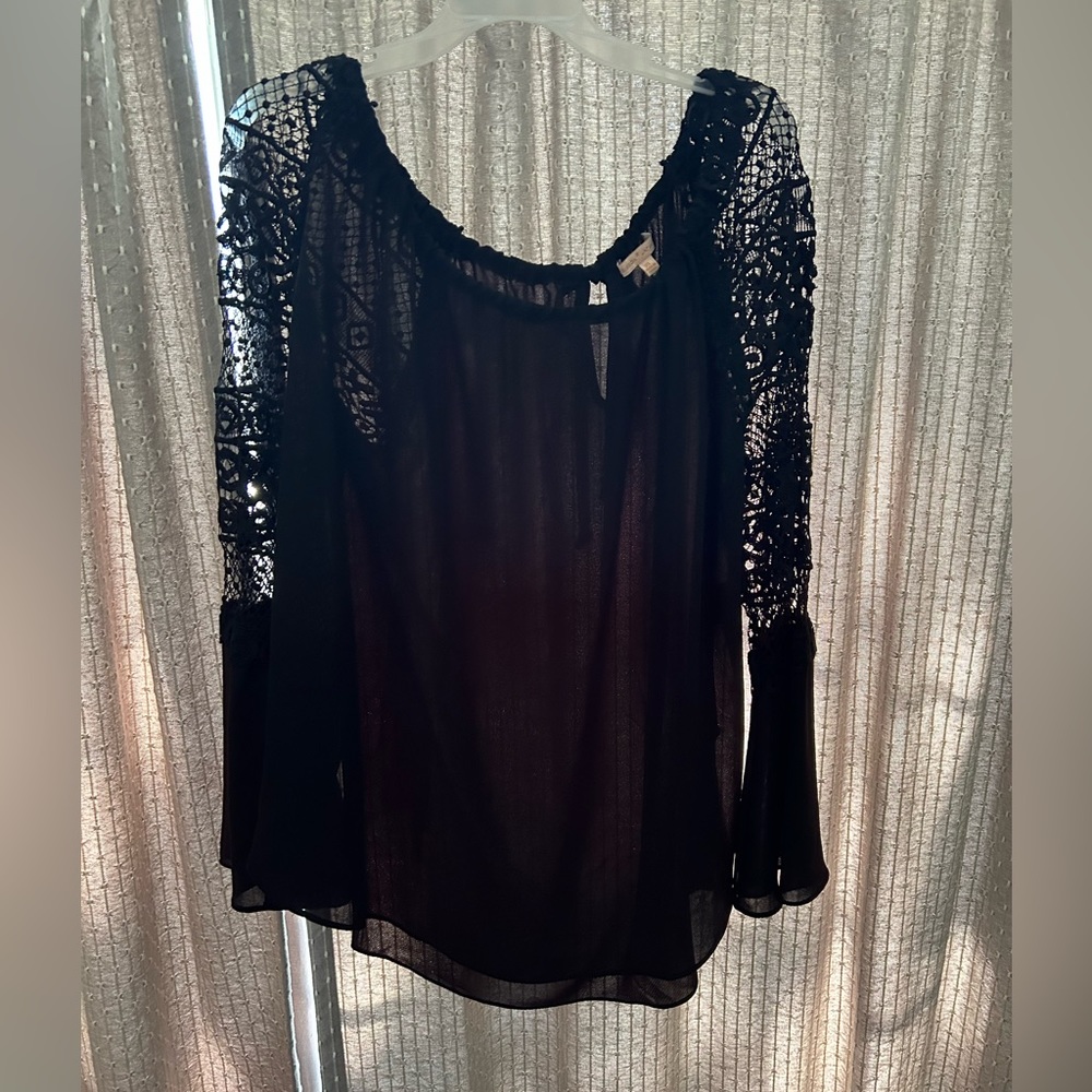 Black Long Bell Sleeve Top